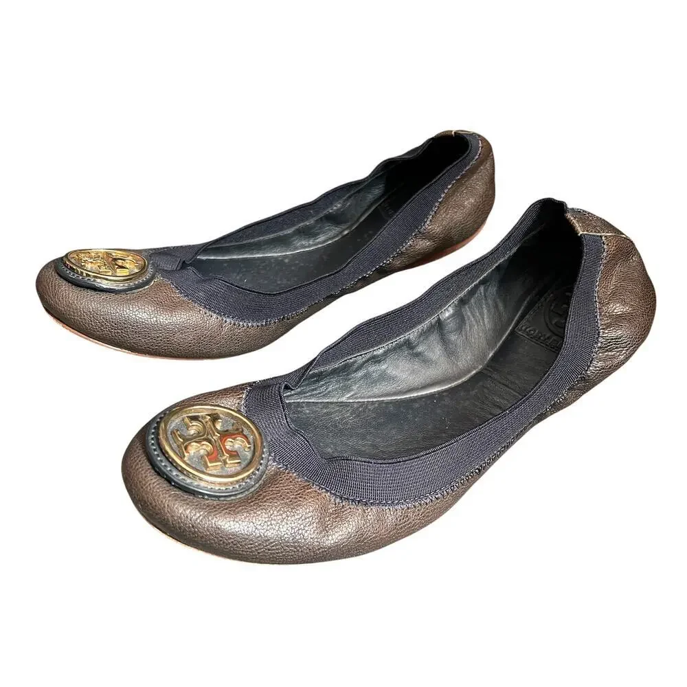Tory Burch Leather Ballerina Flats Womens 7.5 School College Academia Workwear